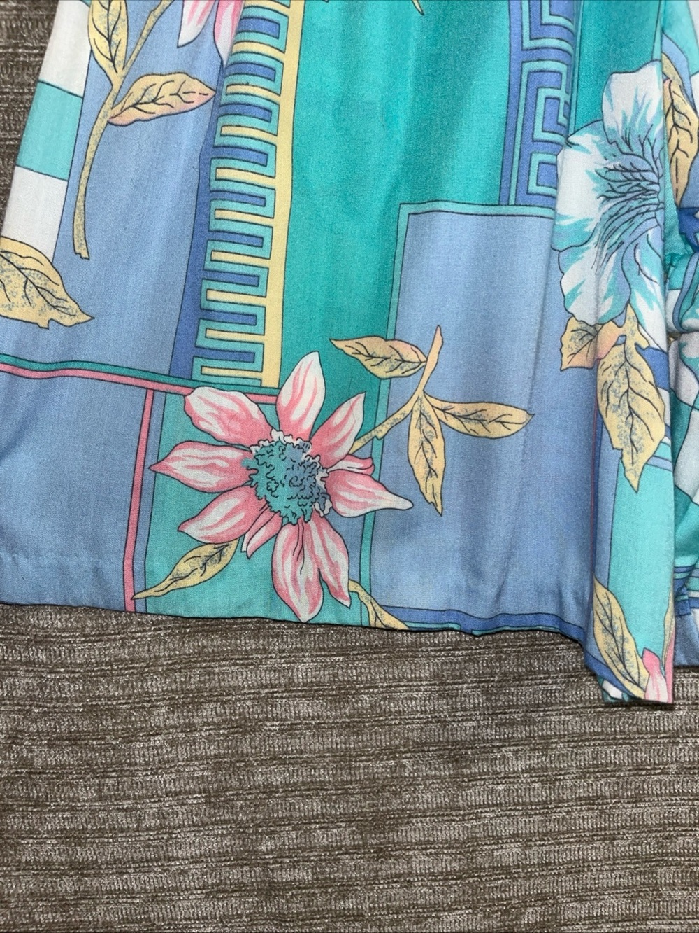 Vintage Alfred Dunner Floral Greek Key Pleated Bermuda Wide Leg Shorts Hi Rise 8 - Picture 6 of 11